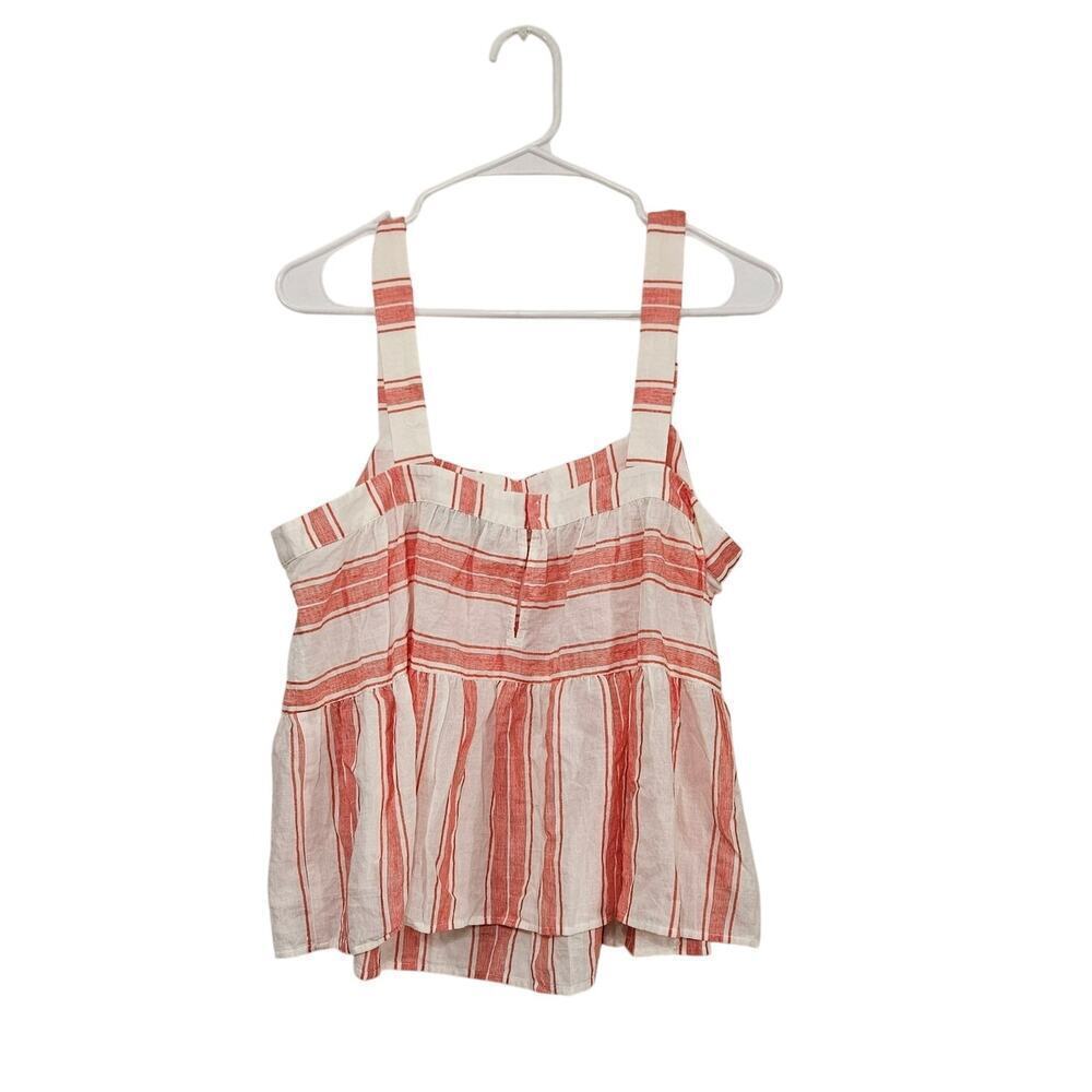 Loft Women's Red White Babydoll Tank Top Blouse Striped Sz Large Lightweight - Picture 3 of 7